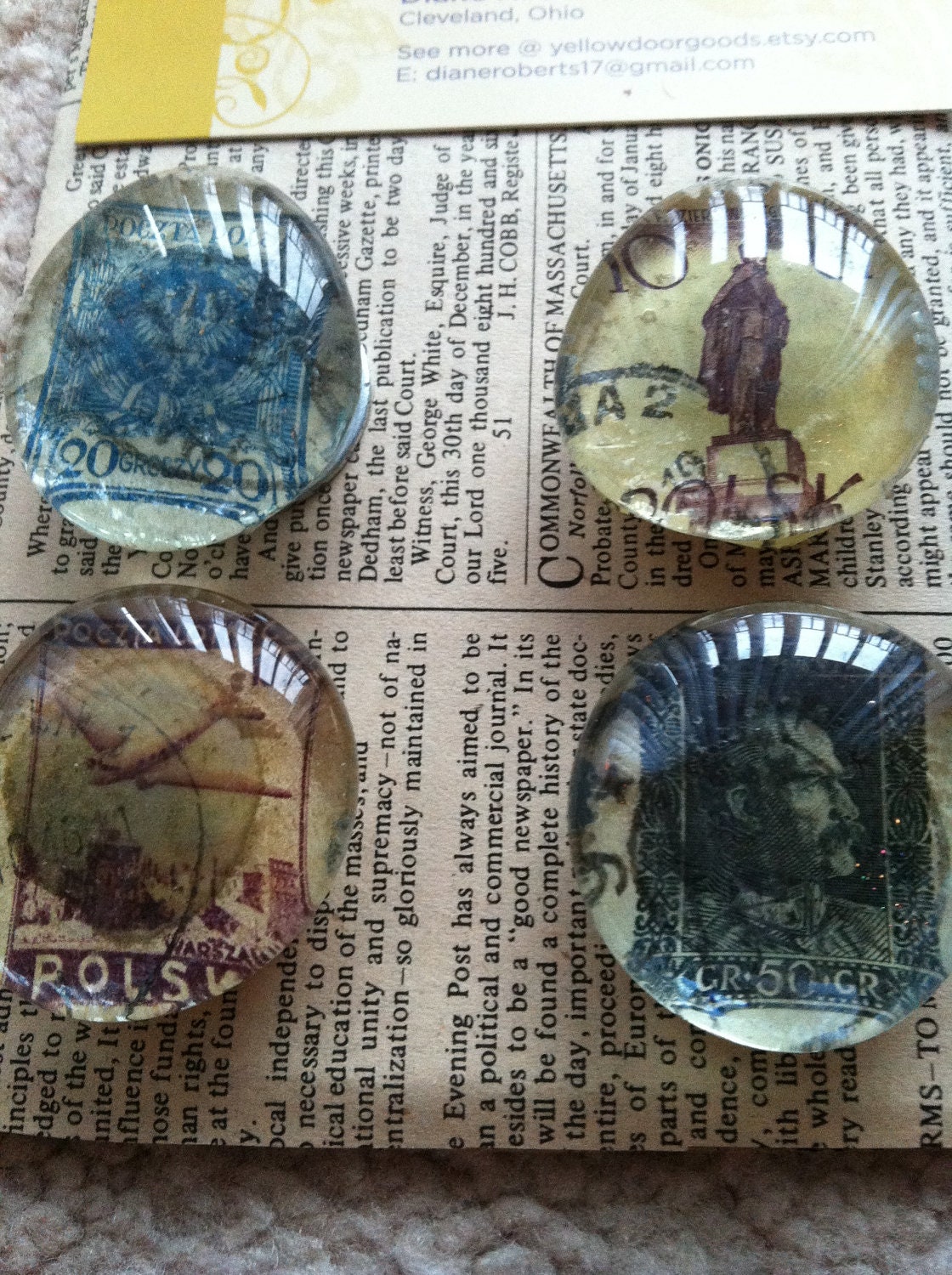 Set of 4 Glass Stamp Magnets