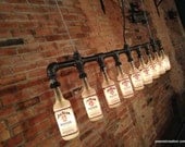 Industrial Style Bottle Lamp - Jim Beam Chandelier - Steampunk Fixture - Bar Decor