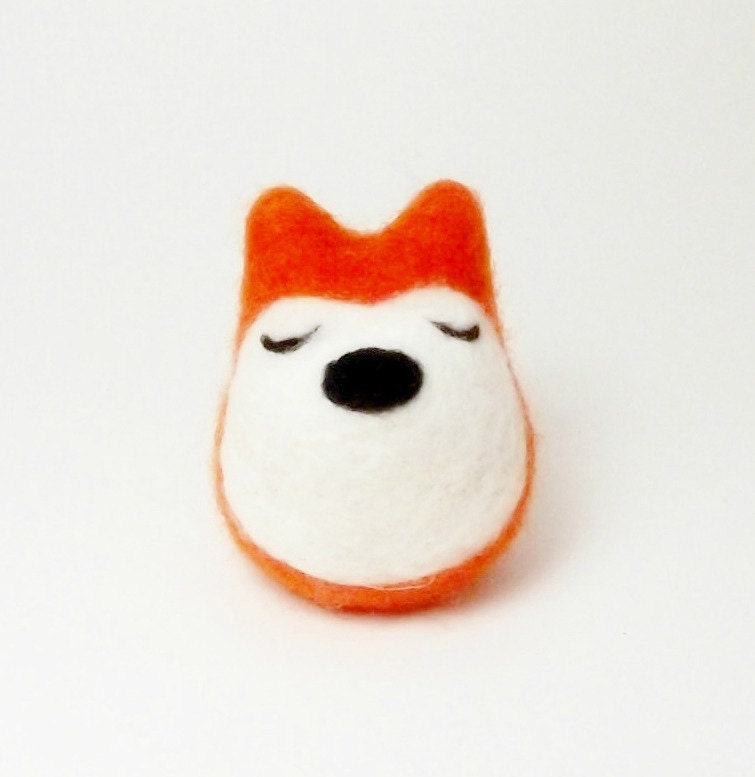 Orange fox collectable - needle felted animal - eco-friendly desktop companion
