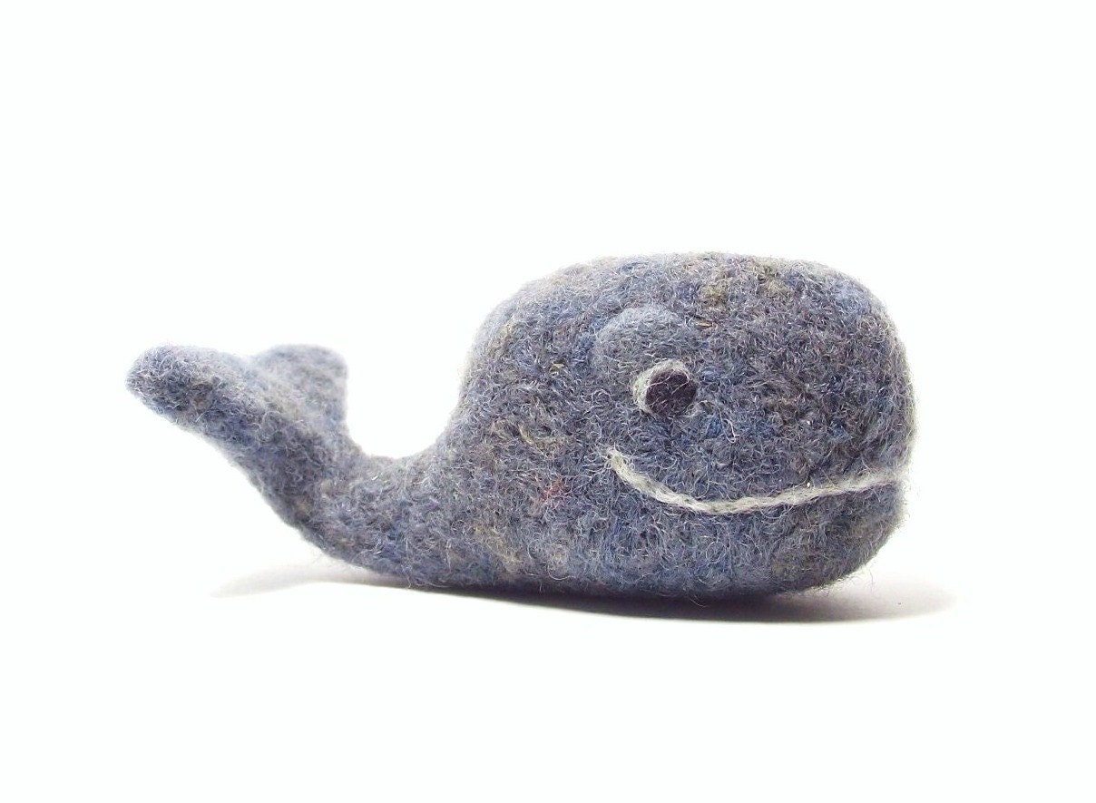 Whale - needle felt blue grey whale - eco-friendly - collectable desktop companion