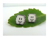 Pixel  Cloud Block Earrings - retro game jewelry