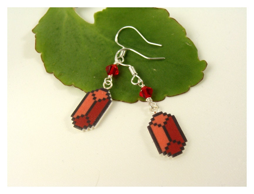 Zelda Rupee Pixel Earrings - retro game sprite jewelry