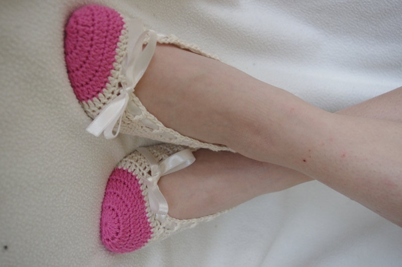 Bridal wedding dance shoes slippers Cream and pink  Bridal Party Bridesmaid