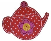 Iron on Applique Patch Polka Dot Tea Pot