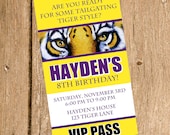 LSU Tailgating Birthday Party Invitations, Ticket Style Printable Lsu Birthday Invite, 4x9 DIY Lsu Tiger Birthday Invitation