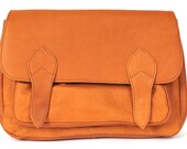 ELECTRA. Leather crossbody bag. Tan leather shoulder bag. Oversized leather clutch.