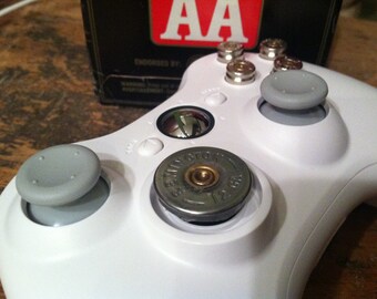 Xbox Controller Special Edition all white 9mm bullet buttons ABXY Video Game gun nickel shells handmade handcrafted video games