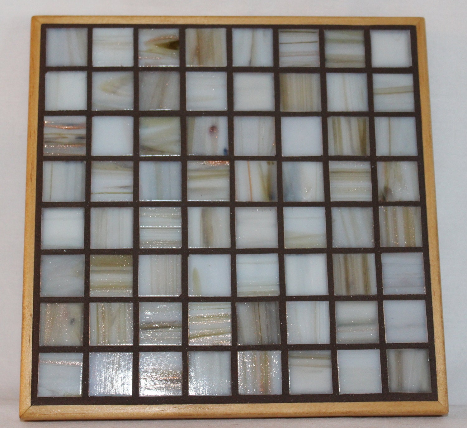 White with Brown Glass Tile Mosaic Trivet