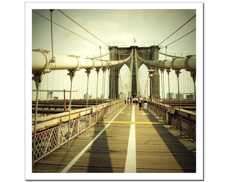 Fine Art Photography, NYC Brooklyn Bridge Photograph, New York City Urban Landscape, Canvas or Photo Paper Print 8x8
