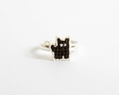 Coffee the Black Cat cross stitch ring, gifts for cat lovers, gifts for her, gifts under 10