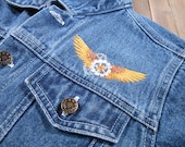 Airship captain / girls size 5 / embroidered denim jacket / jean jacket / OOAK / free shipping