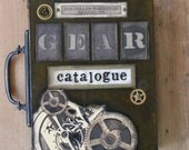 Gear Steampunk Industrial Original Art Collage Book Painting Gear Catalogue