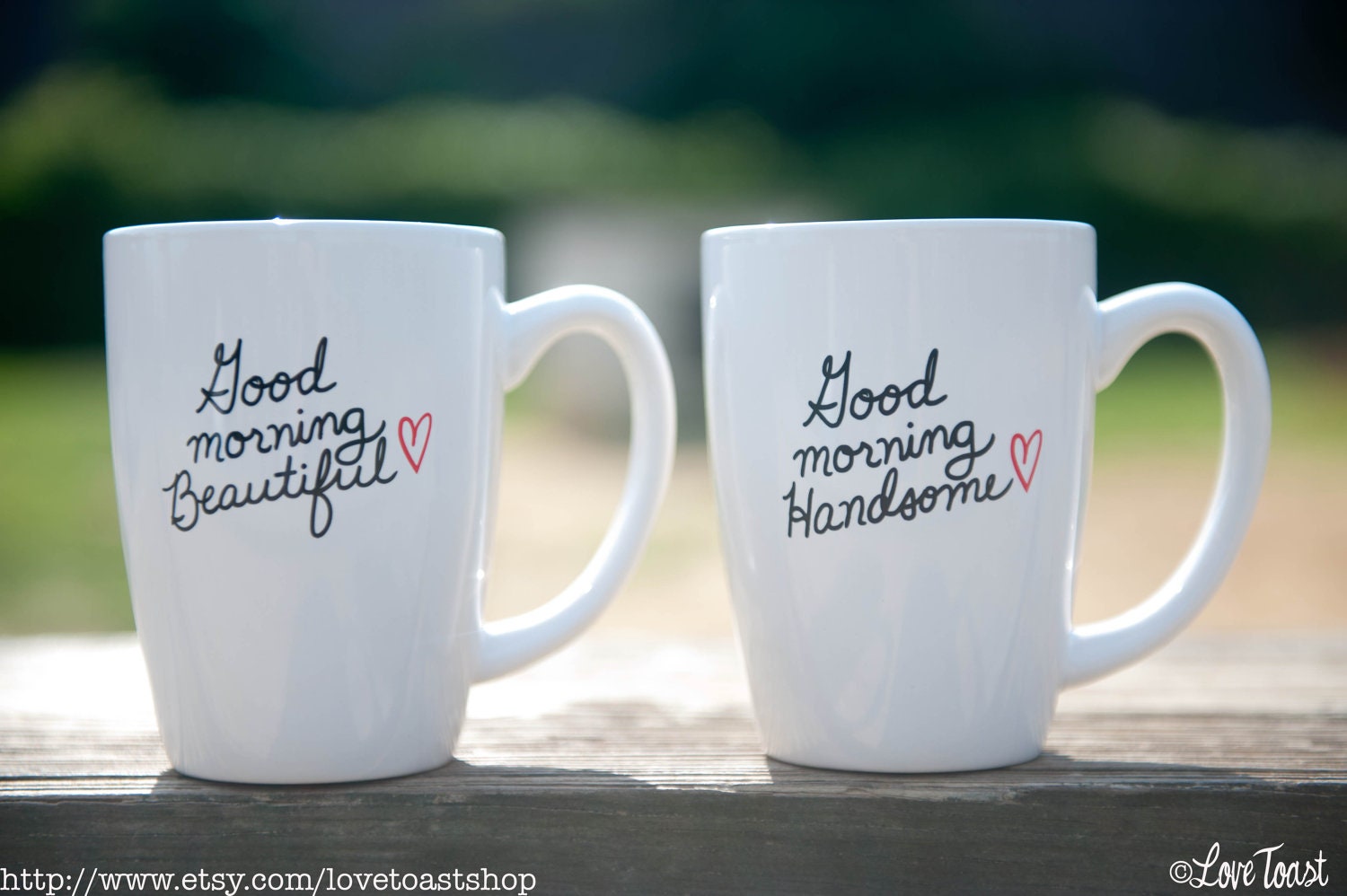 His & Hers Coffee Mugs "Good Morning Beautiful" and "Good Morning Handsome"