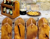 7 Wooden Six Pack Carriers - Beer Caddy- QTY 7 - Bottle Opener -Free Shipping -Father of Bride Gift- Best Man - Groomsmen Gift