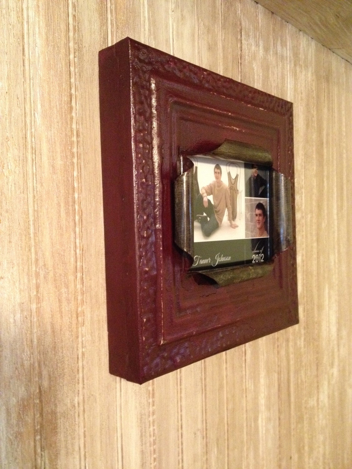 5 x 7 maroon antique tin ceiling tile picture frame