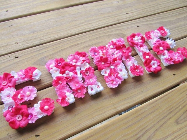 Custom Hanging Wall Letters, Name Letters, Flower Letters for Girls/ Baby, Girls Room Decor- "Letter Petals" (3 Letter Name)
