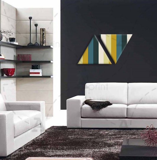 Triangle canvas line pattern - custom colors - print on canvas - ready to hang 20" x 40"