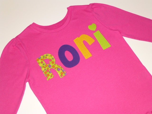 Personalized Shirt, Custom Girls Birthday T-Shirt, Onesie or Bodysuit with Appliqued Name, Kids/Childrens/Toddler/Baby Clothes