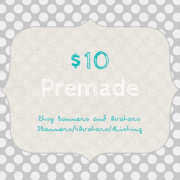 Premade Etsy Shop Banner and Avatar Set Retro PolkaDots/Optional Business card and Thank You Listing