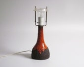 Mid Century modern Danish Ceramic Lamp with thick, orange glaze (1960s)