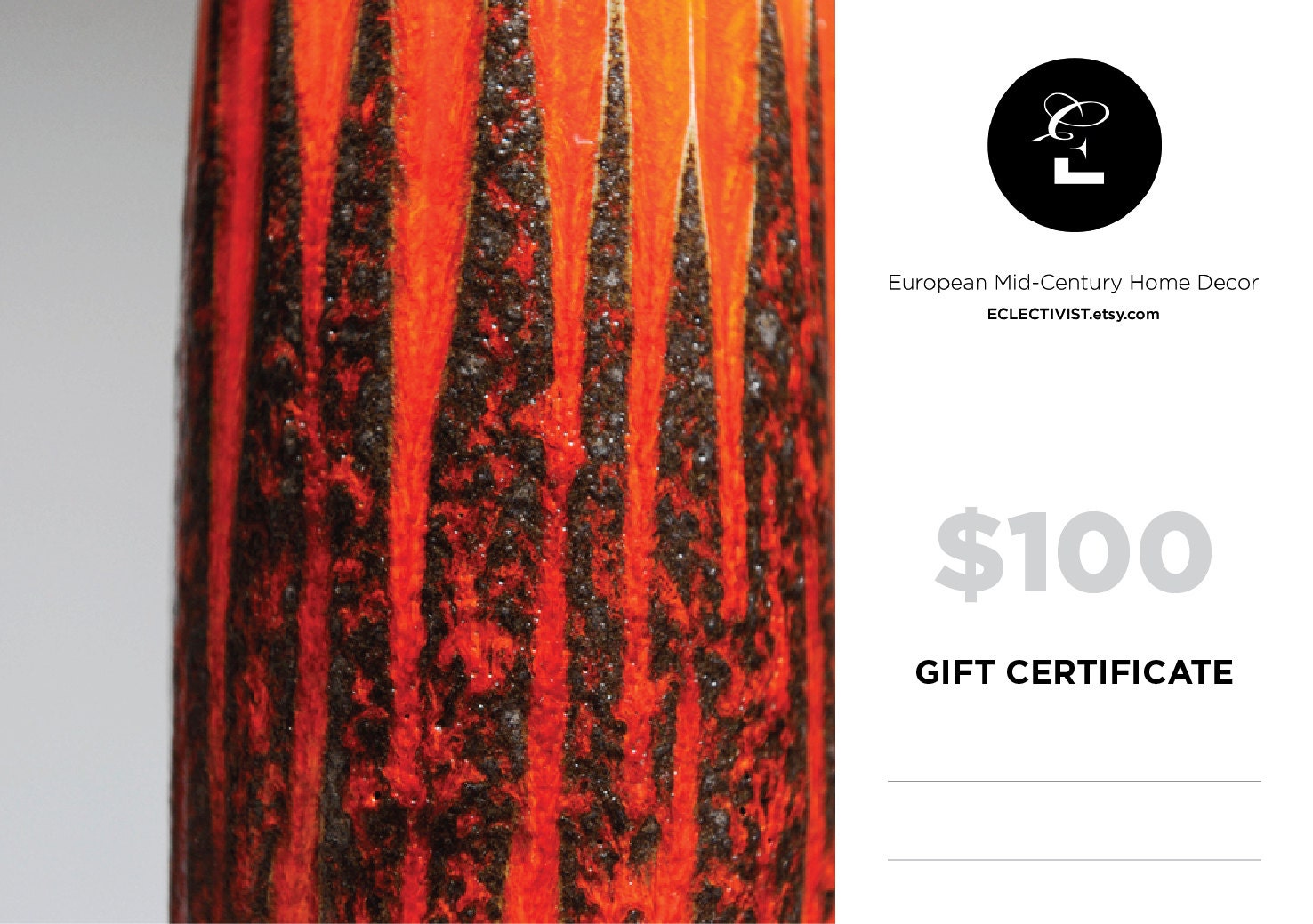 NEW - 100 Dollars Gift Certificate for Eclectivist