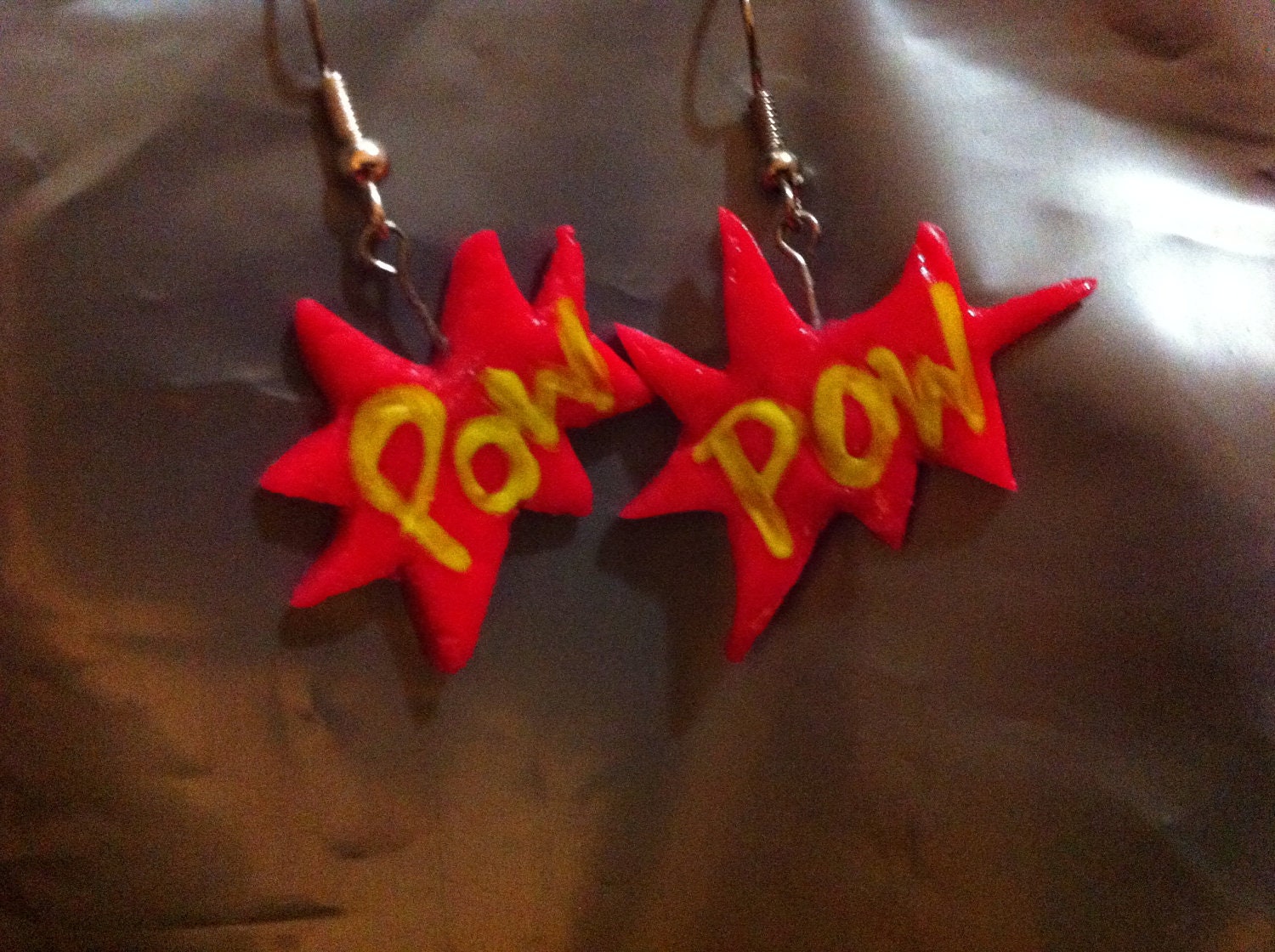 POW - Comic Letters Earrings Handmade Polymer Clay