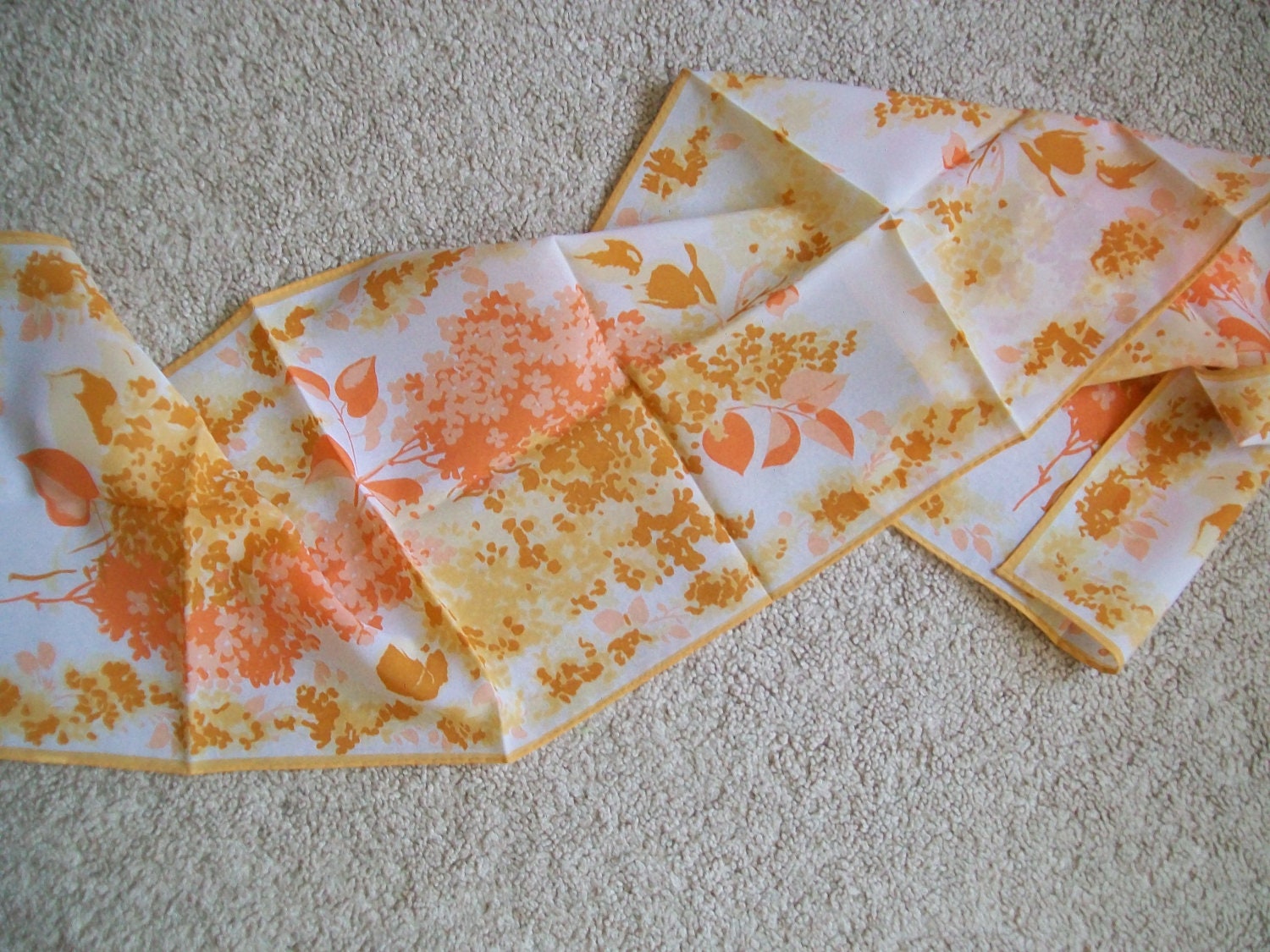 Vintage Chiffon Scarf- Mustard and coral