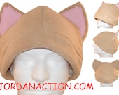 Tan Kitty Pink Ears - Fleece Hat
