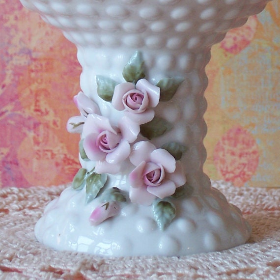 Lefton Mini Bird Bath Rare White Hobnail Pedestal Figurine