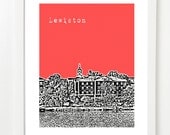 Bates College Poster - Lewiston Maine City Skyline Series Art Print - 8x10