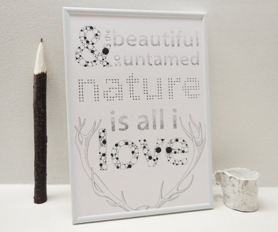 Affiche A4 - Illustration dessinée "Nature is all i love"