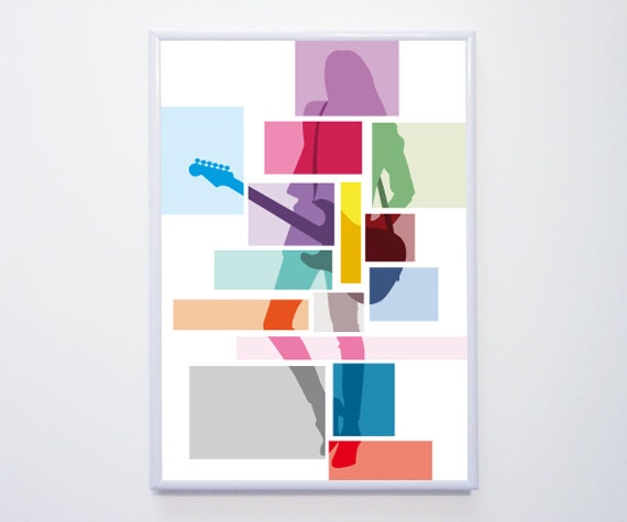 Affiche A4 - Illustration imprimée "Femme Guitare"