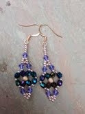 Handbeaded Swarovski and Czech Firepolished Earrings in Rose Gold