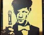 11th Doctor Stencil Painting Black and White on 8x10'' Canvas