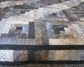 King Batik Log Cabin Quilt - Fifty Shades of Gray