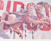 Framed Artist Proof  Art Print  -  Circus, Signed, Vintage, Rustic Decor, Barry Roberts, Hobby Horses, Christmas Gift, Home Decor