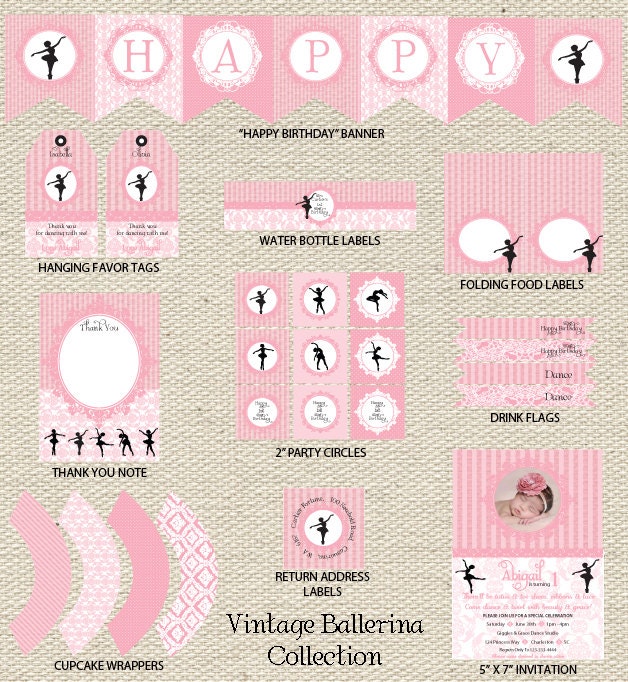 Ballerina Birthday Collection Printable Il_570xn