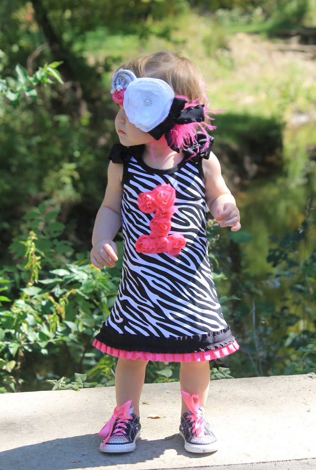 Adorable Zebra print girls 1st 2nd 3rd 4th birthday dress other color available