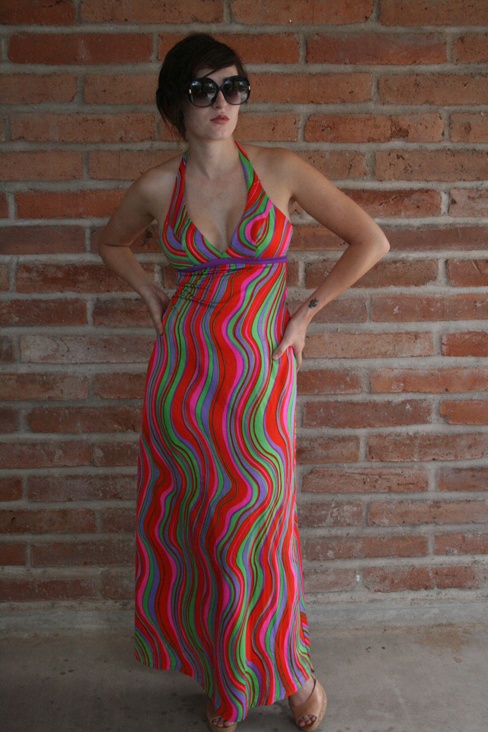 WOW, Mod Elisabeth Stewart Maxi Dress/ California Designer 1960's/USA Made