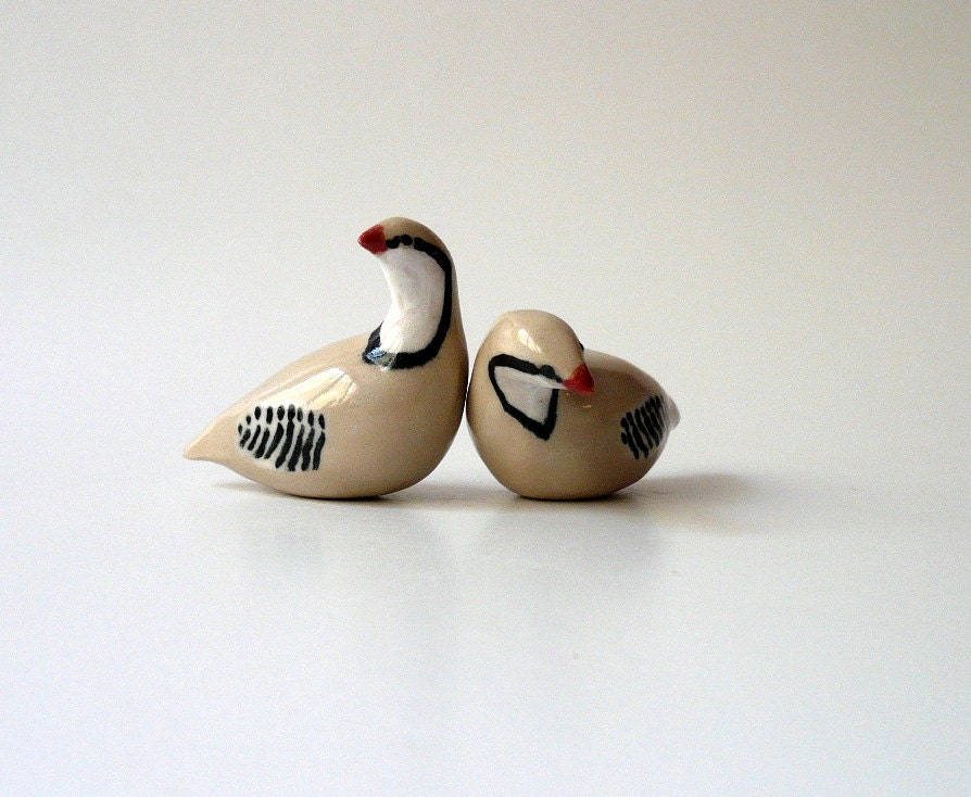 A Pair of Miniature Partridges - CrowWhitePottery