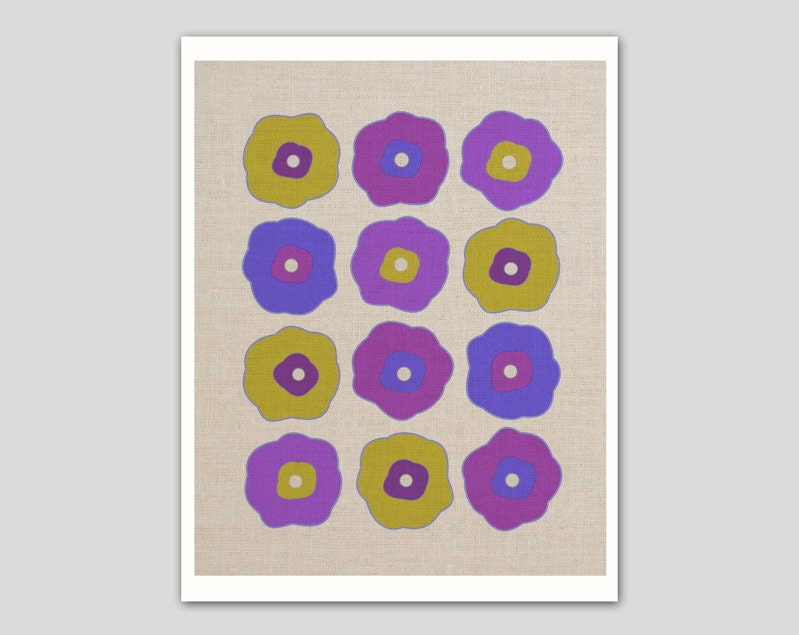 Flower pattern design on linen art print