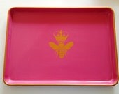 L gold queen bee pink serving tray