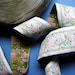 Jacquard Embroidered Ribbon, White / Pink / Gold / Moss / Sage, 1 1/4 inch wide, 1 yard, For Home Decor, Accessories, Apparel
