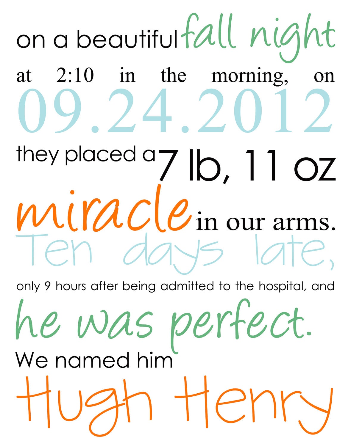 Personalized Birth Announcement Art (4 pieces)