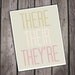 THERE THEIR THEYRE - Grammar Art - Cheeky Modern Typographical Archival Art Print - Peach Coral Gold -
