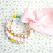 Pretty Pink Bead Bracelet Set of Three with Pink Silk Ribbon