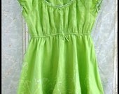 Batik Blouse- Women's/Junior's Small- Lime Green - Hand Dyed - Leaves - 100% Cotton