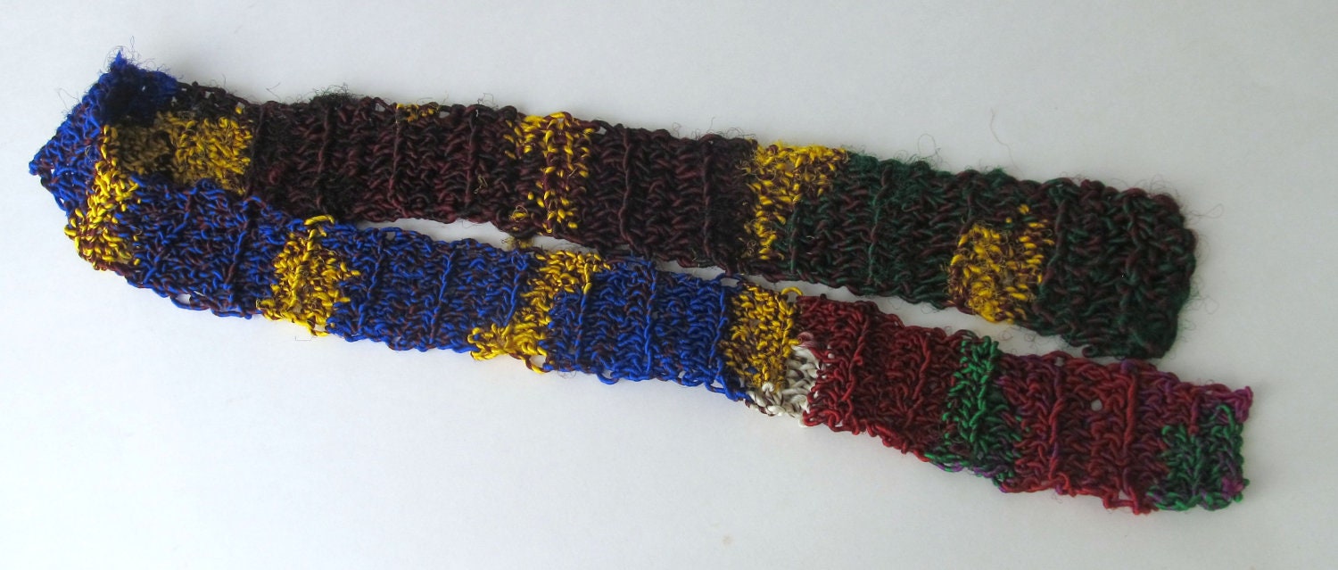 Crochetd Harry Potter Mashup of House Colors Scarf-Banana Fiber Yarn