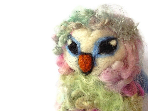 Fantasy Owl, Felted Woodland Owl Soft Sculpture - 'Omelette'