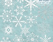INSTANT DOWNLOAD White Snowflake clip art set - winter printable digital clipart